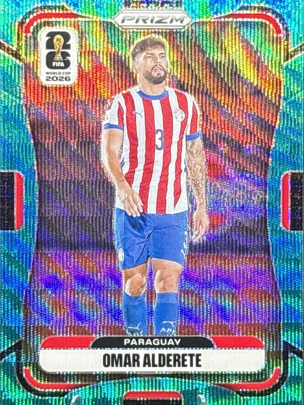 Panini Prizm Omar Alderete Soccer Trading Card - Blue Shimmer Prizm LE 73/99